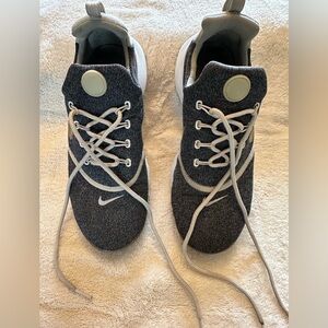 Nike Presto Fly Gray and Gold Athletic Shoes with Suede Finish